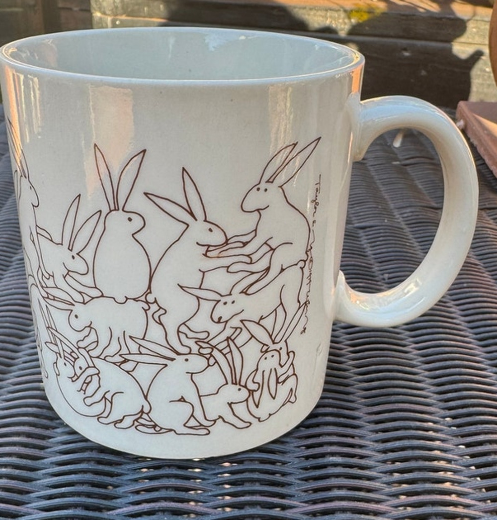 Vintage Taylor & Ng Naughty Brown Bunny Rabbits Mug 1984 Adult Humor